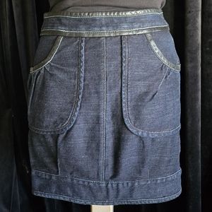 Y2K Emporio Armani Denim mini Skirt Black Leather Trim